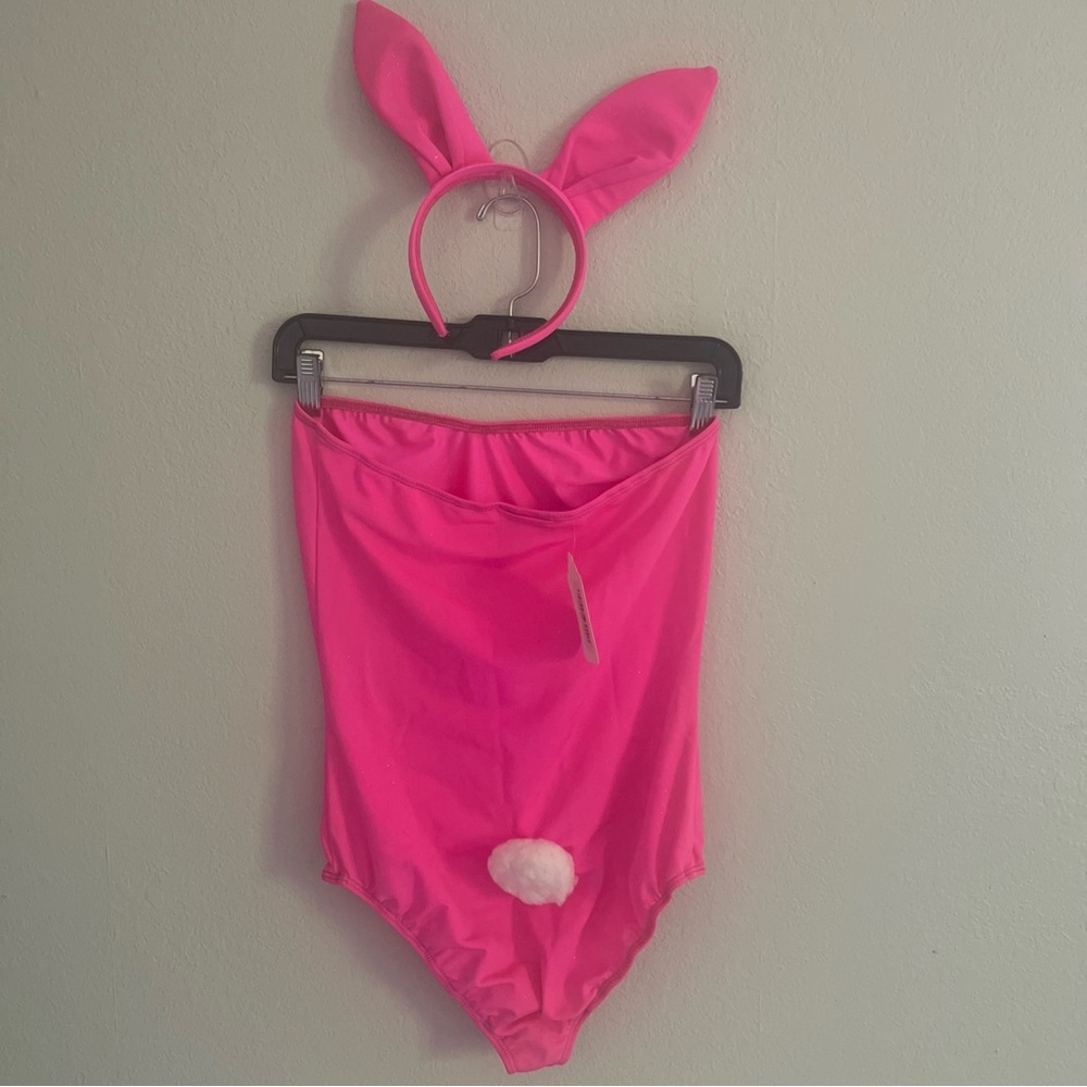 Frederick's of Hollywood Pink Bunny tail and head band ears. Lingerie.